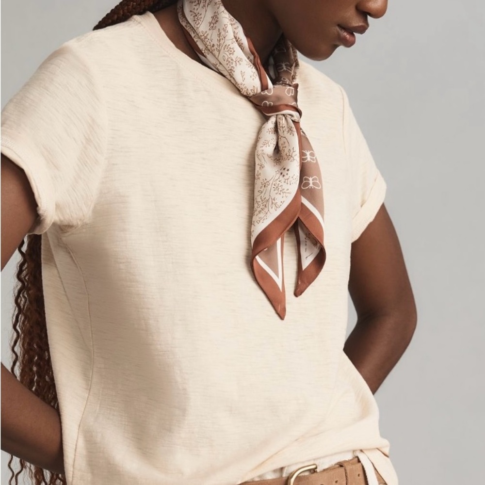 Anthropologie Bennie T-shirt Short Sleeve Women's Top, light yellowish-beige, sm